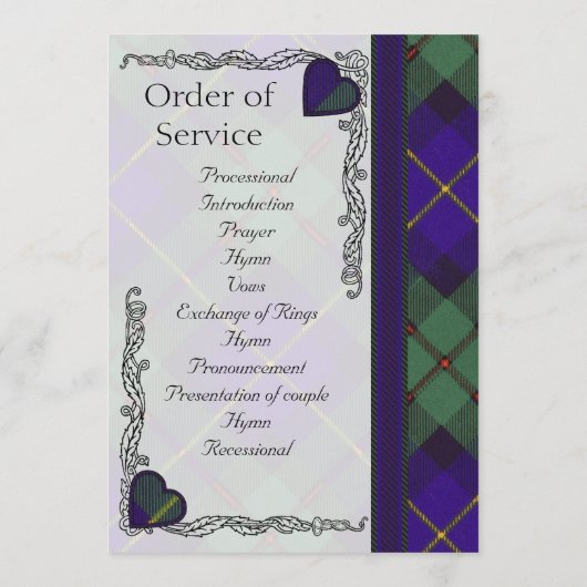 Scottish Tartan Wedding Programme Macleod of Harri Programmakaart (Achterkant)