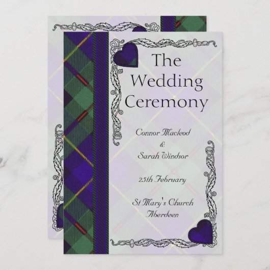 Scottish Tartan Wedding Programme Macleod of Harri Programmakaart (Voorkant / Achterkant)