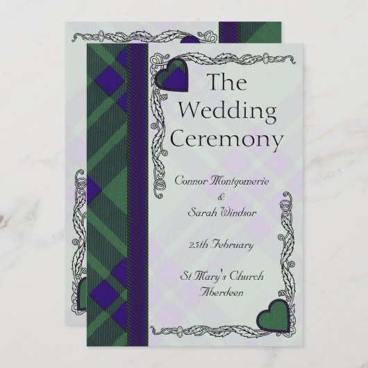 Scottish Tartan Wedding Programme - Montgomerie Programmakaart (Voorkant / Achterkant)