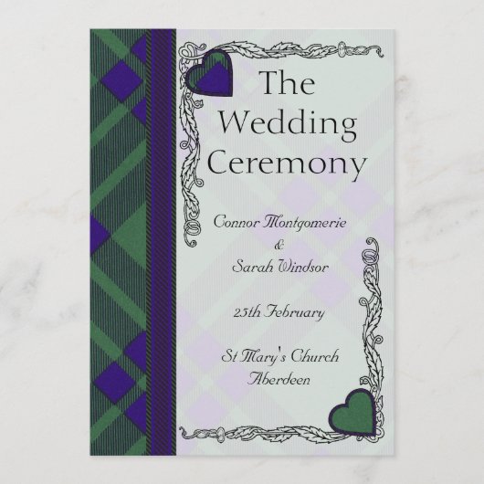 Scottish Tartan Wedding Programme - Montgomerie Programmakaart (Voorkant)