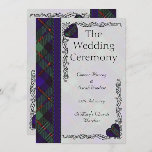 Scottish Tartan Wedding Programme - Murray Programmakaart (Voorkant / Achterkant)