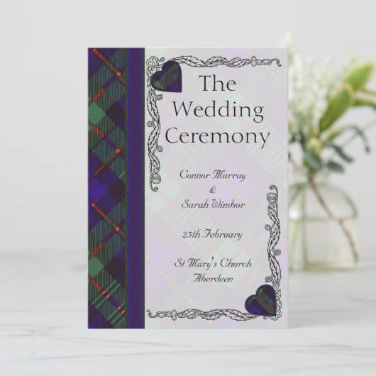 Scottish Tartan Wedding Programme - Murray Programmakaart (Staand voorkant)