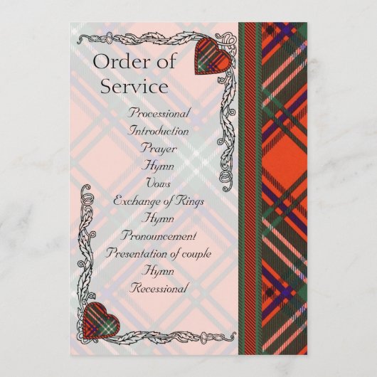 Scottish Tartan Wedding Programme - Royal Stewart Programmakaart (Achterkant)