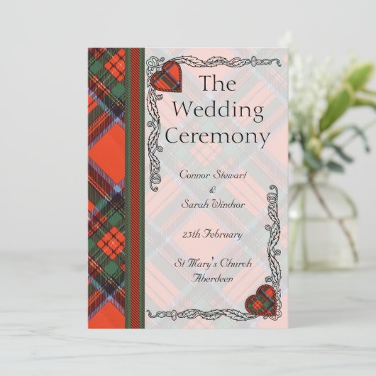 Scottish Tartan Wedding Programme - Royal Stewart Programmakaart (Staand voorkant)