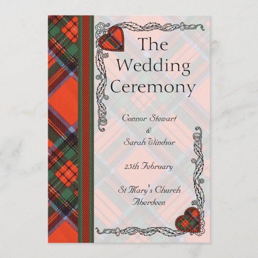 Scottish Tartan Wedding Programme - Royal Stewart Programmakaart (Voorkant)