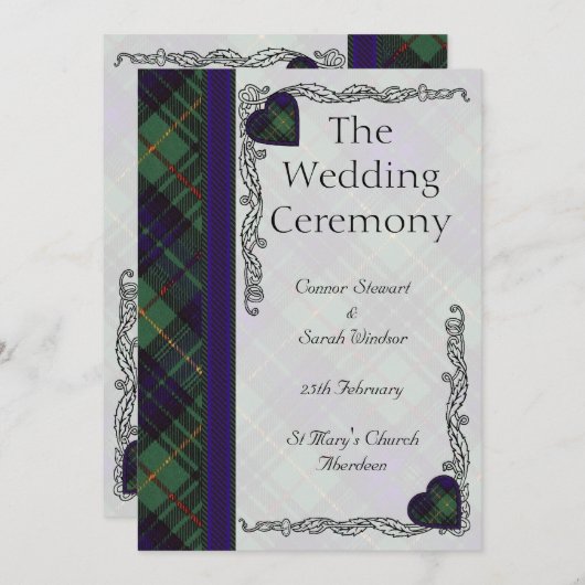 Scottish Tartan Wedding Programme - Stewart Huntin Programmakaart (Voorkant / Achterkant)