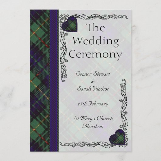 Scottish Tartan Wedding Programme - Stewart Huntin Programmakaart (Voorkant)