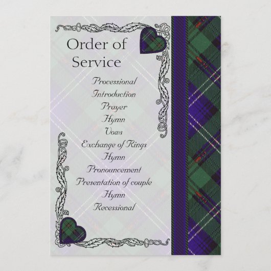 Scottish Tartan Wedding Programme - Urquart Programmakaart (Achterkant)