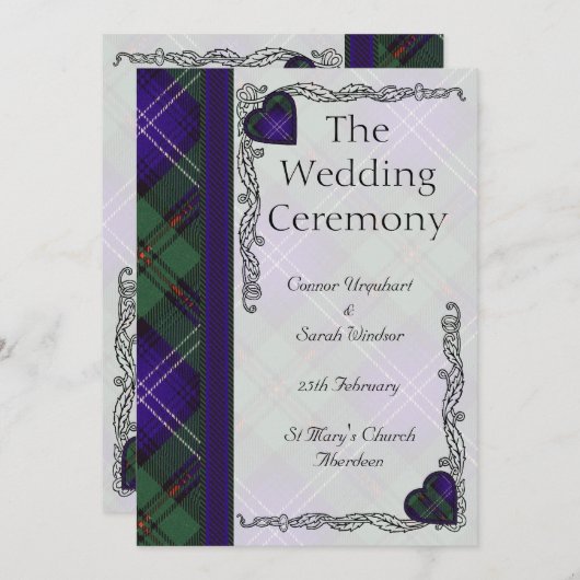 Scottish Tartan Wedding Programme - Urquart Programmakaart (Voorkant / Achterkant)