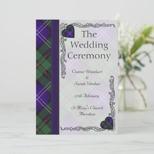 Scottish Tartan Wedding Programme - Urquart Programmakaart (Staand voorkant)