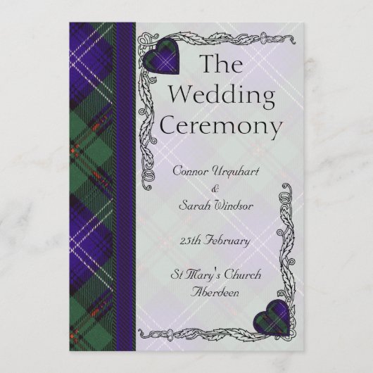 Scottish Tartan Wedding Programme - Urquart Programmakaart (Voorkant)
