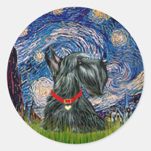 Scottish Terrier 12c - Sterrennacht Ronde Sticker
