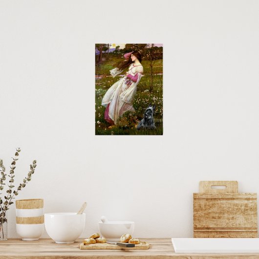 Scottish Terrier 3 - Windbloemen Poster (Keuken)