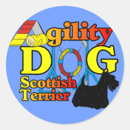 Scottish_Terrier_Agility Ronde Sticker