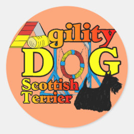 Scottish_Terrier_Agility Ronde Sticker
