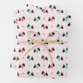 Scottish Terrier and Hearts Wrapping Paper Sheet (In situ)