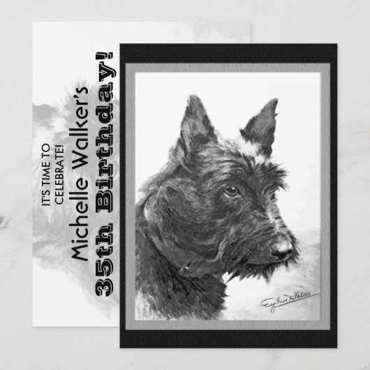  Scottish Terrier art Kaart (Voorkant / Achterkant)