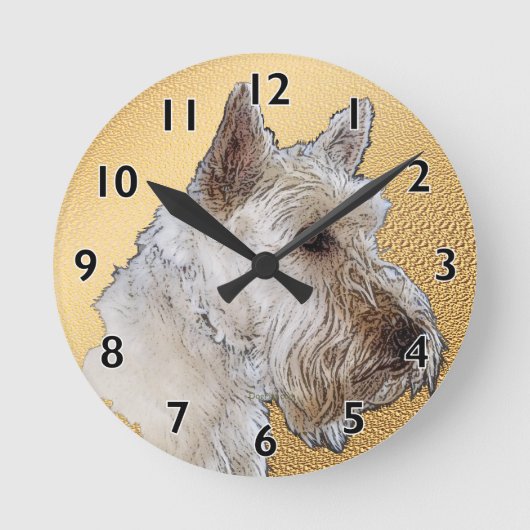 Scottish Terrier Art Ronde Klok (Voorkant)