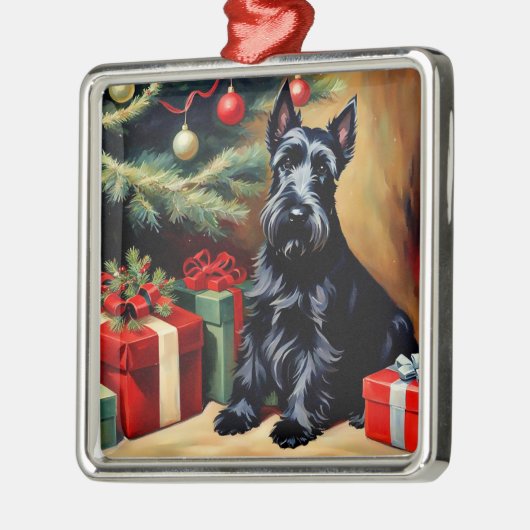 Scottish Terrier at Christmas Metalen Ornament (Links)