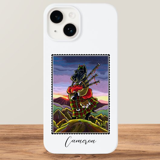 Scottish Terrier Bagpipes Kilt Dog Aangepaste naam Case-Mate iPhone Case