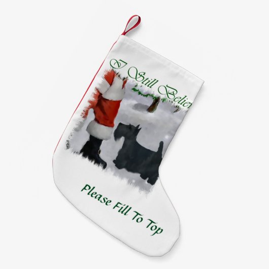 Scottish Terrier Believe Kerstmis Kleine Kerstsok (Voorkant (Hangend))
