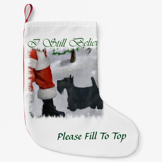 Scottish Terrier Believe Kerstmis Kleine Kerstsok (Voorkant)