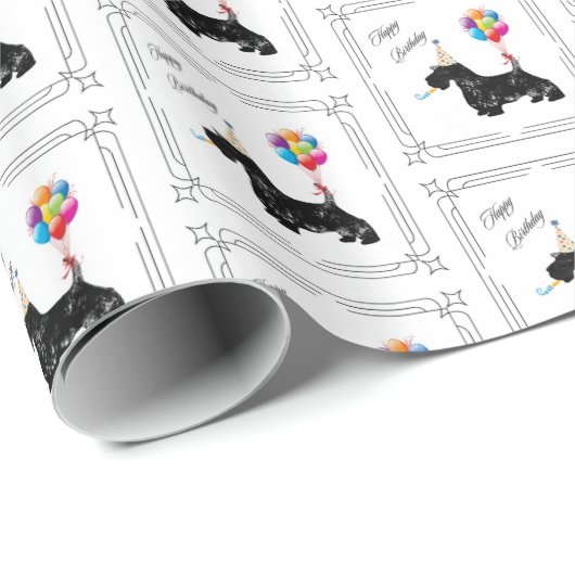 Scottish Terrier Birthday Cadeaupapier (Rol Hoek)