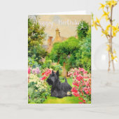 Scottish Terrier Birthday Kaart (Gele Bloem)