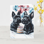 Scottish Terrier Birthday Kaart (Gele Bloem)