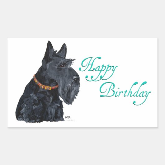 Scottish Terrier Birthday Kaart Rechthoekige Sticker (Voorkant)