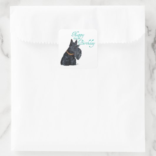 Scottish Terrier Birthday Vierkante Sticker (Tas)