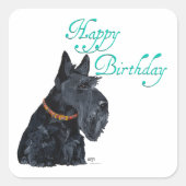 Scottish Terrier Birthday Vierkante Sticker (Voorkant)