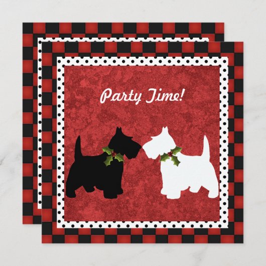 Scottish Terrier Black en White Kerstmis Kaart (Voorkant / Achterkant)