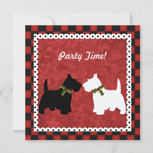 Scottish Terrier Black en White Kerstmis Kaart (Voorkant)
