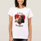 Scottish Terrier black, I Iove Scotties, red hart T-shirt (Voorkant)