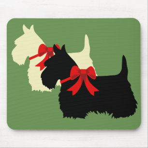 Scottish Terrier black/pieaten silhouette plaid Muismat