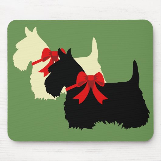 Scottish Terrier black/pieaten silhouette plaid Muismat (Voorkant)