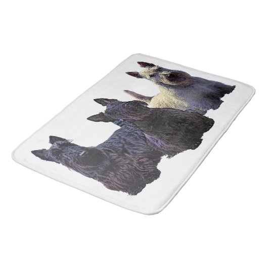 Scottish Terrier black/piepende trio, zwarte hond Badmat (Gekanteld)