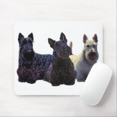 Scottish Terrier black/piepende trio, zwarte hond Muismat (Met muis)