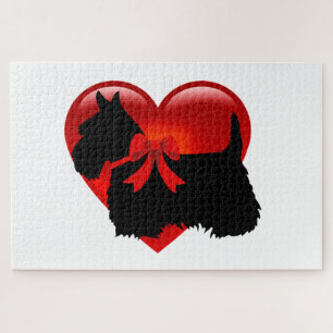 Scottish Terrier Black sihouette hart/1014 stuk Legpuzzel