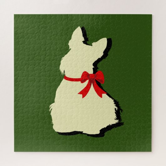 Scottish Terrier black silhouette met schaduw Legpuzzel (Horizontaal)