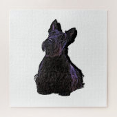 Scottish Terrier black silhouette met schaduw Legpuzzel (Horizontaal)