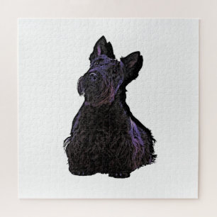 Scottish Terrier black silhouette met schaduw Legpuzzel