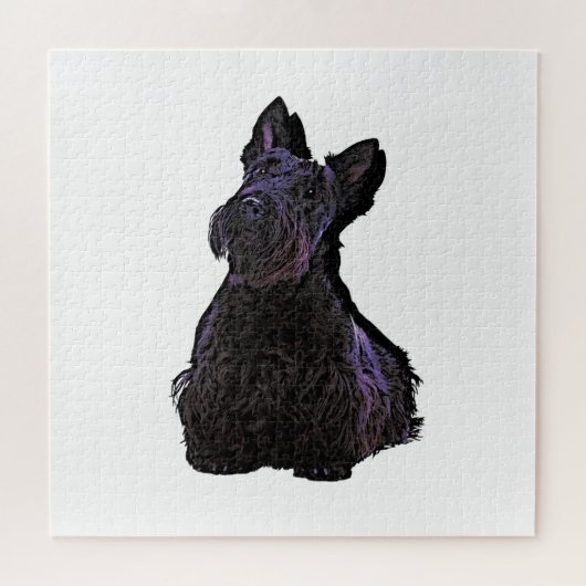 Scottish Terrier black silhouette met schaduw Legpuzzel (Horizontaal)