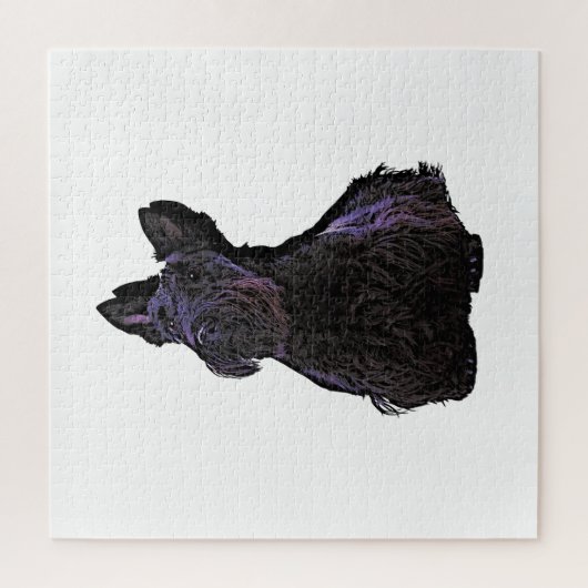 Scottish Terrier black silhouette met schaduw Legpuzzel (Verticaal)