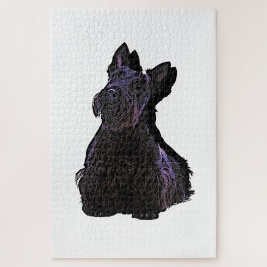 Scottish Terrier black silhouette met schaduw Legpuzzel (Verticaal)