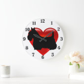 Scottish Terrier Black silhouette red hart Grote Klok (Huis)