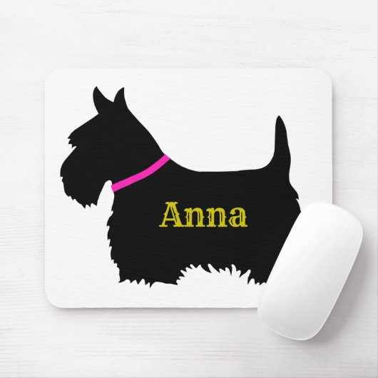 Scottish Terrier black silhouette, Scotland dog Muismat (Met muis)