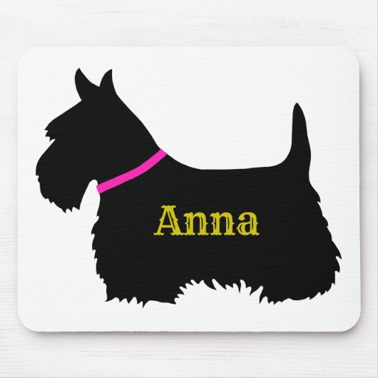 Scottish Terrier black silhouette, Scotland dog Muismat (Voorkant)