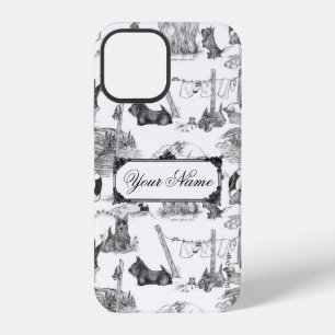 SCOTTISH Terrier Black Toile met aangepaste naam iPhone 12 Hoesje